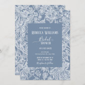 ダスティブルーラインアートワイルドフラワーズフローラブライダル 招待状 (正面/裏面)