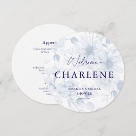 ダスティブルーラウンドブライダルシャワーウェルカムメニュー メニュー