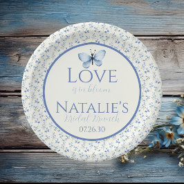 ダスティブルーラブイズイン開花フローラブライダルシャワー ペーパープレート