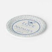 ダスティブルーラブイズイン開花フローラブライダルシャワー ペーパープレート (アングル)