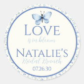ダスティブルーラブイズイン開花フローラブライダルシャワー ラウンドシール (正面)