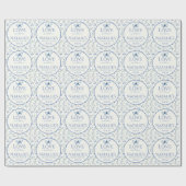 ダスティブルーラブイズイン開花フローラブライダルシャワー ラッピングペーパー (フラット)