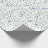 ダスティブルーラブイズイン開花フローラブライダルシャワー ラッピングペーパー (角)