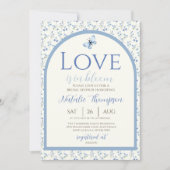 ダスティブルーラブイズイン開花フローラブライダルシャワー 招待状 (正面)