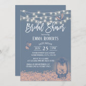 ダスティブルーランタン&ベビーズブレスブライダルシャワー 招待状 (正面/裏面)