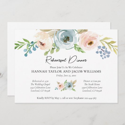 ダスティブルーリハーサルディナー招待状 招待状 (正面/裏面)