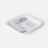 ダスティブルーリボンボーカラーリリーブライダルシャワー ペーパープレート (傾斜あり)