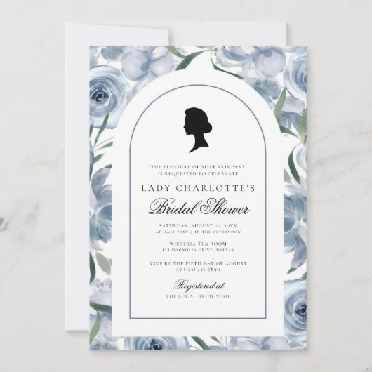 ダスティブルーリージェンシーエレガントブライダルシャワー 招待状 (正面)
