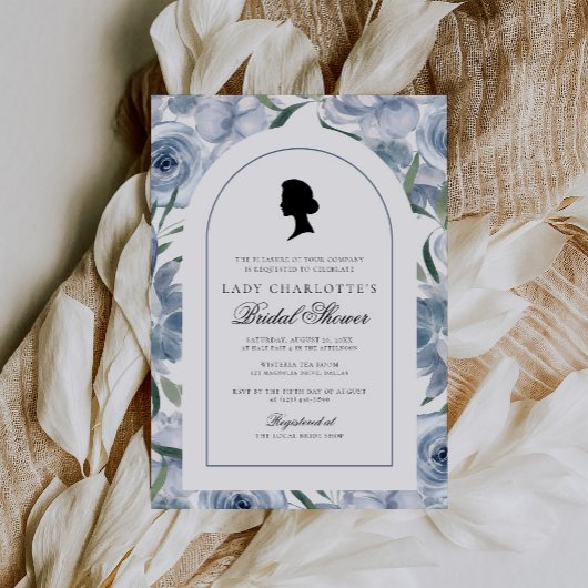 ダスティブルーリージェンシーエレガントブライダルシャワー 招待状
