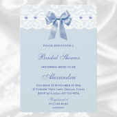 ダスティブルーリージェンシーボウパールレースブライダルシャワー 招待状