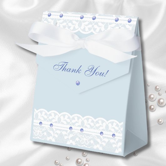 ダスティブルーリージェンシーヴィンテージレースブライダルシャワー フェイバーボックス
