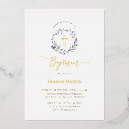 ダスティブルーリースバプティスフォイル招待状 箔招待状