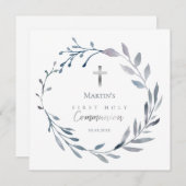 ダスティブルーリースファーストホーリーコミュニオン招待状 招待状 (正面/裏面)