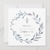 ダスティブルーリースファーストホーリーコミュニオン招待状 招待状 (正面)