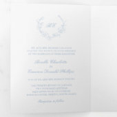 ダスティブルーリースモノグラムエレガントウェディング 三つ折り招待状 (内部最初)