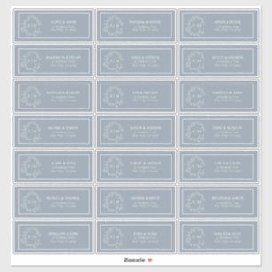 ダスティブルーリーピークレストモノグラムゲストアドレス シール