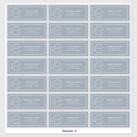 ダスティブルーリーピークレストモノグラムゲストアドレス シール (シート)