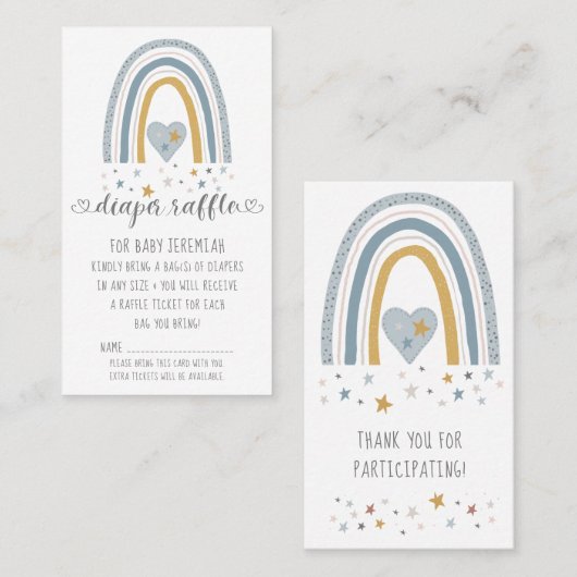ダスティブルーレインボーモダン男の赤ちゃんおむつラッフル 名刺 (正面/裏面)