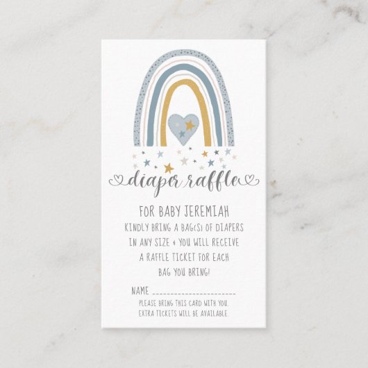 ダスティブルーレインボーモダン男の赤ちゃんおむつラッフル 名刺 (正面)