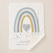 ダスティブルーレインボーモダン誕生統計ベビー シェルパブランケット (正面)