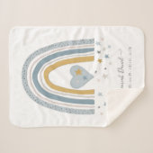 ダスティブルーレインボーモダン誕生統計ベビー シェルパブランケット (正面(横))