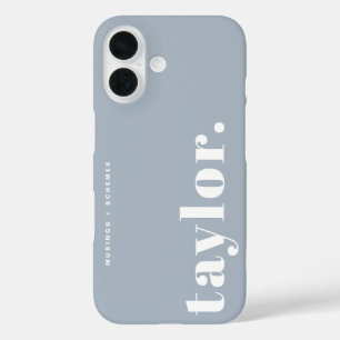 ダスティブルーレトロタイポグラフィ パーソナライズされた iPhone 16ケース