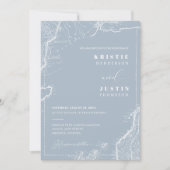 ダスティブルーレトロ旅行QRコードフォト結婚ズ 招待状 (正面)