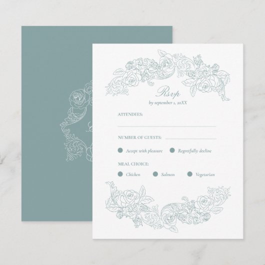 ダスティブルーロココミールチョイスRSVPカード 出欠カード (正面/裏面)