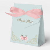 ダスティブルーロココヴィンテージ牡丹ブライダルシャワー フェイバーボックス (正面サイド)