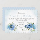 ダスティブルーロマンスフローラ水彩 招待状 (正面/裏面)