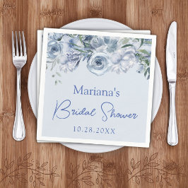 ダスティブルーロマンチックフローラブライダルシャワー スタンダードカクテルナプキン
