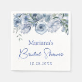 ダスティブルーロマンチックフローラブライダルシャワー スタンダードカクテルナプキン (正面)