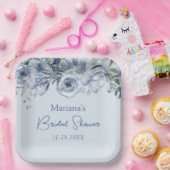 ダスティブルーロマンチックフローラブライダルシャワー ペーパープレート (パーティー)