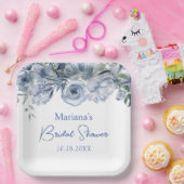ダスティブルーロマンチックフローラブライダルシャワー ペーパープレート (パーティー)