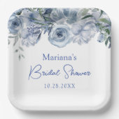 ダスティブルーロマンチックフローラブライダルシャワー ペーパープレート (正面)