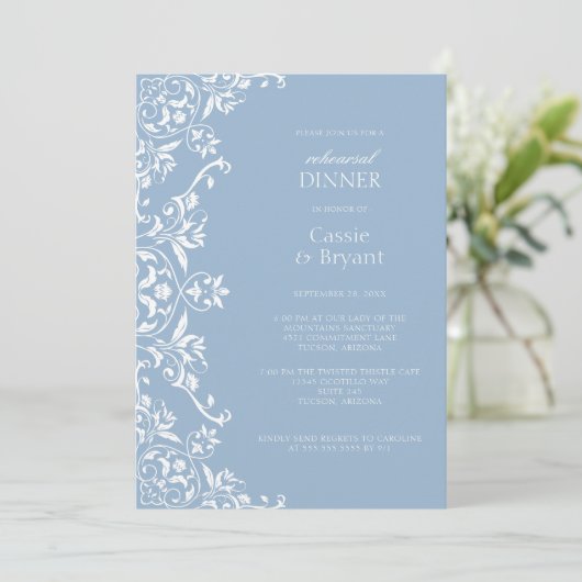 ダスティブルーロマンティックリハーサルディナー招待状 招待状 (スタンド正面)