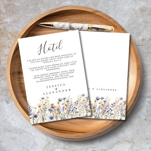 ダスティブルーワイルドフラワーエレガントウェディングホテル エンクロージャーカード