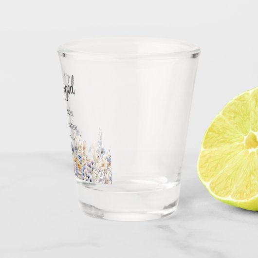 ダスティブルーワイルドフラワーカスタムズ婚約パーティ ショットグラス (右)