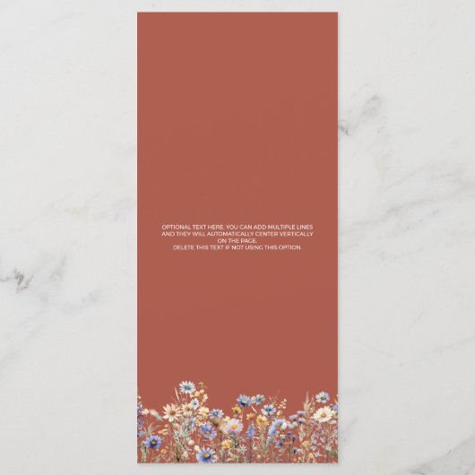 ダスティブルーワイルドフラワーズテラエレガントコッタ結婚ズ メニュー (裏面)