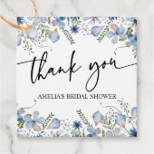 ダスティブルーワイルドフラワーズブライダルシャワーメッセージカード フェイバータグ (正面)