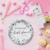 ダスティブルーワイルドフラワーズブライダルシャワー紙プレート ペーパープレート (パーティー)