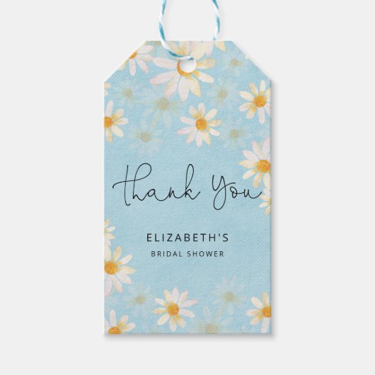 ダスティブルーワイルドフラワーズブライダルシャワー ギフトタグ (正面)