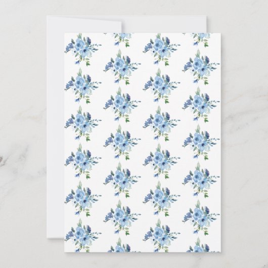 ダスティブルーワイルドフラワーティーパーティーブライダルシャワー 招待状 (裏面)