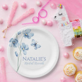 ダスティブルーワイルドフラワーバタフライブライダルシャワー ペーパープレート (パーティー)