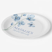 ダスティブルーワイルドフラワーバタフライブライダルシャワー ペーパープレート (アングル)