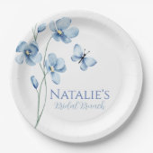ダスティブルーワイルドフラワーバタフライブライダルシャワー ペーパープレート (正面)