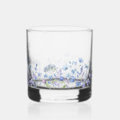 ダスティブルーワイルドフラワーパーソナライズされたブライダルシャワー ウイスキーグラス (裏面)