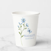 ダスティブルーワイルドフラワーパーソナライズされたブライダルシャワー 紙コップ (裏面)