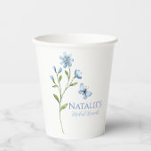 ダスティブルーワイルドフラワーパーソナライズされたブライダルシャワー 紙コップ (正面)