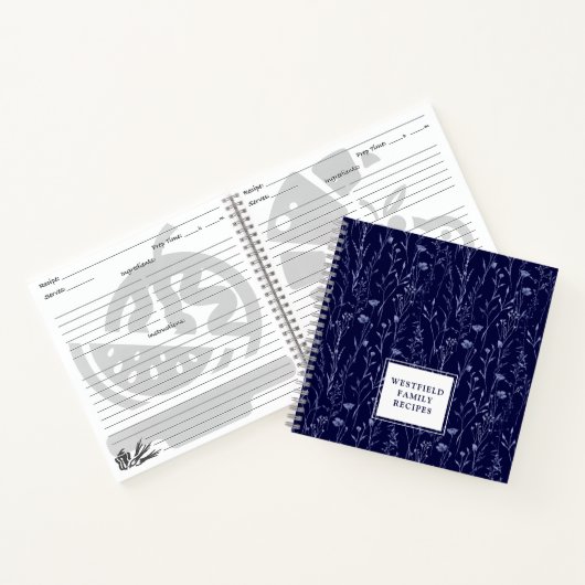 ダスティブルーワイルドフラワーファミリーネームレシピ ノートブック (内部)